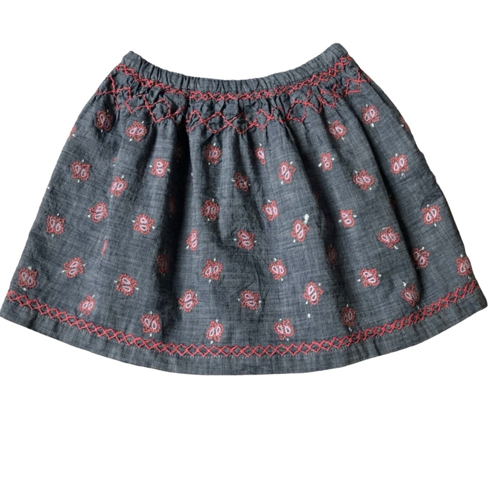 Peek Chambray Pink Embroidered Paisley Skirt
